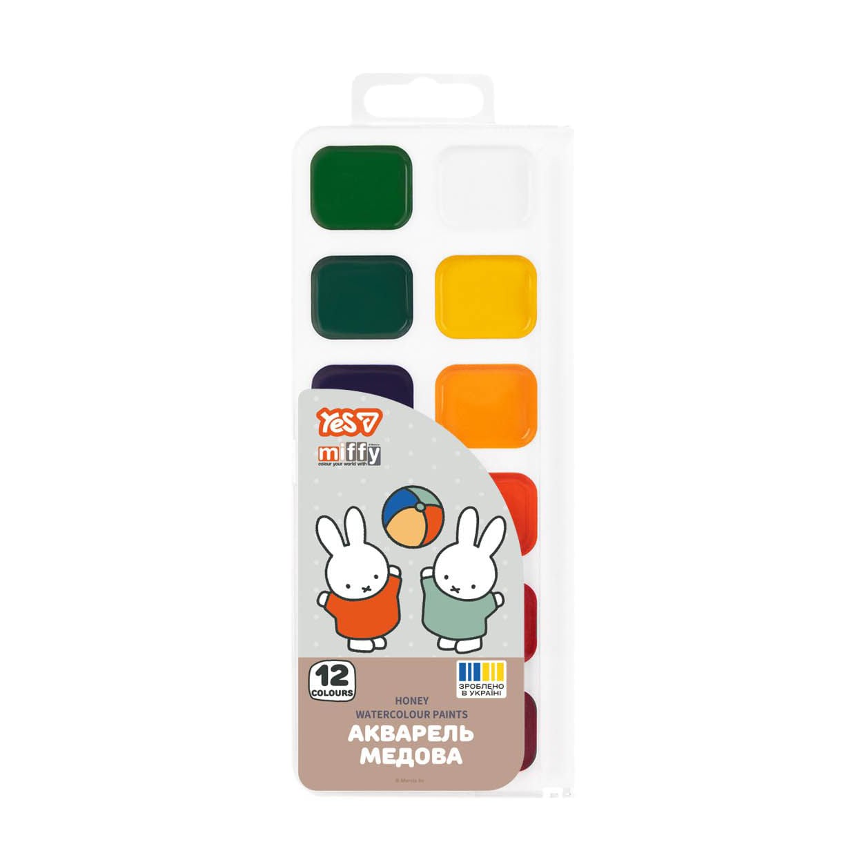 Акварель для малювання YES Miffy, медова, 12 кольорів (110319)
